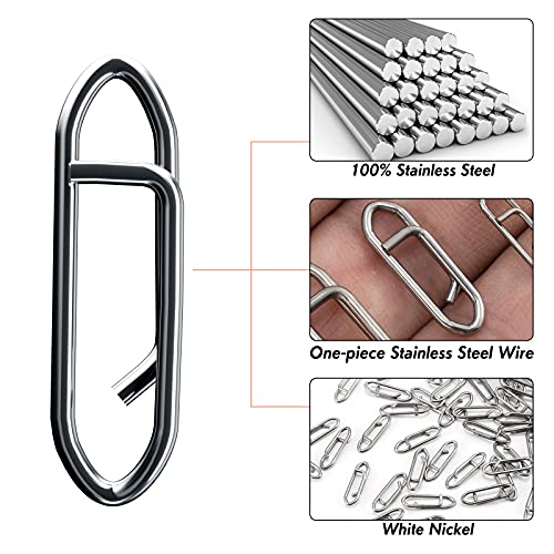 Dr.Fish Fishing Speed Clips Power Quick Clips for Fishing Lures Quick Change Stainless Steel Lure Snaps Saltwater Freshwater Crankbait Tackle Snaps - color: XL-175LB-1.2", size: 100 Pack