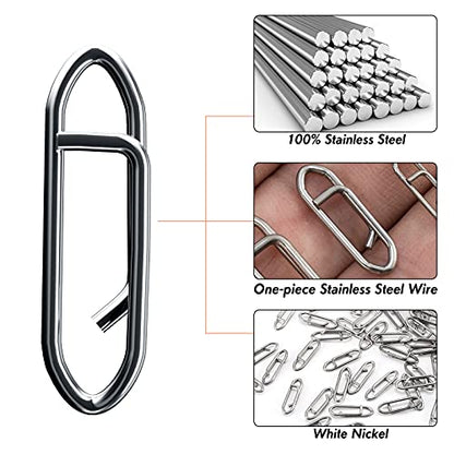 Dr.Fish Fishing Speed Clips Power Quick Clips for Fishing Lures Quick Change Stainless Steel Lure Snaps Saltwater Freshwater Crankbait Tackle Snaps - color: XL-175LB-1.2", size: 100 Pack