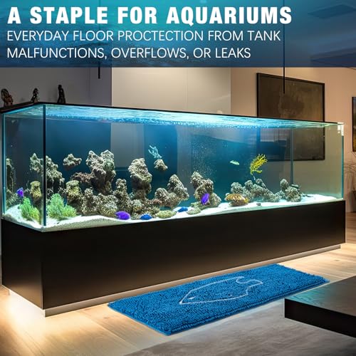 Aquarium Mat, 20x36 Inch Large Fish Tank Cleaning Pad, Super Absorbent Chenille Sponge Pad, Protects Furniture from Water & Scratches, Decorative Floor Mat for Fish Hobbyists