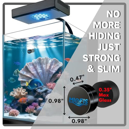 Magnetic Aquarium Cleaner, N52 Strong Magnet Algae Scraper for Fish Tank Glass, Ultra-Thin 0.55" Coral Safe, Fits 0.35" Glass 40 Gallon, Freshwater Marine (Not Acrylic) (Nano)