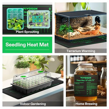 VIVOSUN Durable Waterproof Seedling Heat Mat 10" x 20.75" UL & MET-Certified Warm Hydroponic Heating Pad for Germination, Indoor Gardening, Greenhouse - size: 10"x20.75"