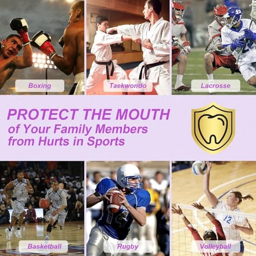 BBTO 6 Pack Kids Youth Mouth Guard for Football Sports, Boys Girls Mouthguard with Case, Soft Mouth Guard for Hockey Boxing Basketball, Ages 4+ - color: Rose Red,purple