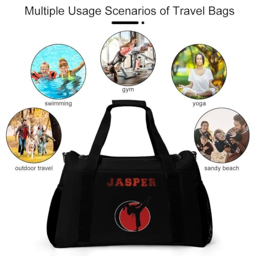 Custom Name Taekwondo Karate Duffle Bag for kids Boy Girls,Personalized Martial Arts Gear Bag,Water-Resistant Sparring Equipment Black - color: Taekwondo Karate-08