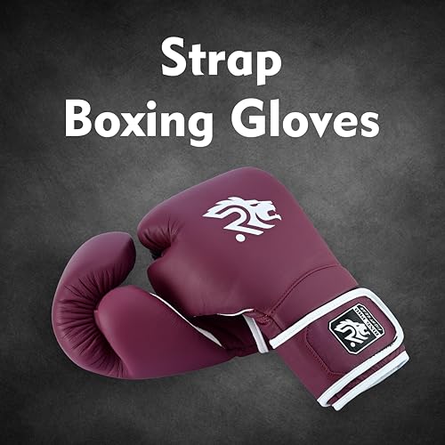Ring Pro Leather Boxing Gloves with Strap – Premium for Training, Sparring, MMA, Kickboxing, Muay Thai (Unisex) - color: Maroon, size: 12 oz