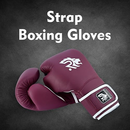 Ring Pro Leather Boxing Gloves with Strap – Premium for Training, Sparring, MMA, Kickboxing, Muay Thai (Unisex) - color: Maroon, size: 16 oz