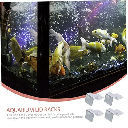 MERRYHAPY 4pcs Lid Support Racks for Fish Tanks Practical Aquarium Cover Clips for Heat Preservation Compatible Turtle and Pet Glass Tanks Elegant Design for Various Aquariums