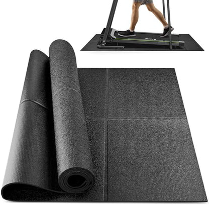 Foldable Rubber Treadmill Mat - Exercise Bike Mat with Waterproof | Non-Slip, Shock Absorption, Exercise Equipment Mat, Protect Floor, for Home Gym Workout, for Bike/Elliptical, Mat for Carpet - size: 72.1"L x 31.4"W x 0.2"Th