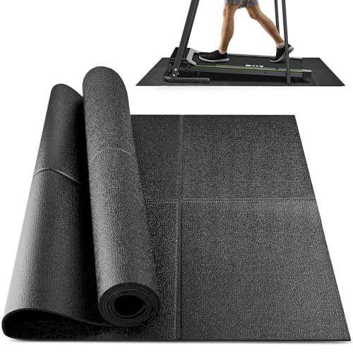 Foldable Rubber Treadmill Mat - Exercise Bike Mat with Waterproof | Non-Slip, Shock Absorption, Exercise Equipment Mat, Protect Floor, for Home Gym Workout, for Bike/Elliptical, Mat for Carpet - size: 72.1"L x 31.4"W x 0.2"Th