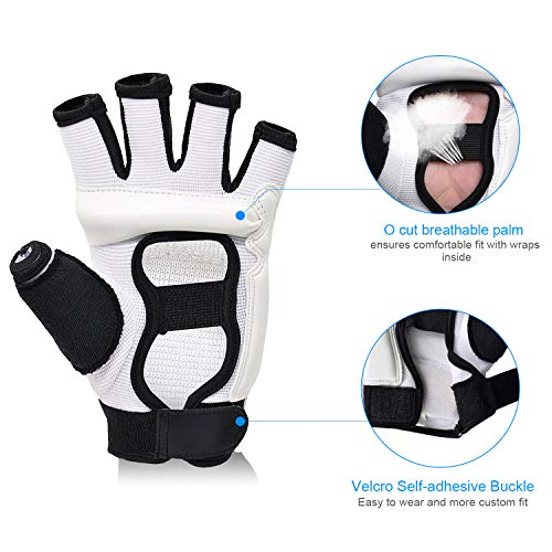 Xinluying MMA Gloves, 8mm EVA Padding, Adjustable Wrist Strap, Women & Kids - color: White, size: Medium