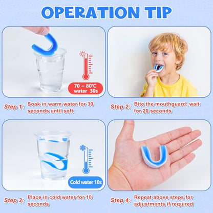 MENOLY 6 Pack Kids Mouth Guard, Toddler Sport Mouth Guard Kids with 6 Portable Cases for Football Basketball Boxing MMA Wrestling Hockey - size: Kids (Under 8 Year Old)