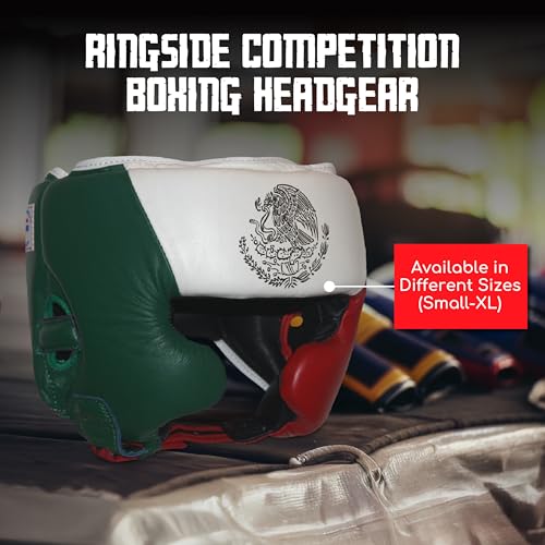Ringside Competition Boxing Muay Thai MMA Sparring Head Protection Headgear with Cheeks - color: Mexican Flag, size: Medium