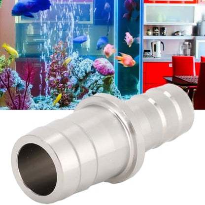 Silver Stainless Steel Aquarium Pipe Adapter Leak-Proof Joint Water Connector Fitting for Fish Tank Air Pump(12mm to 16mm) - size: 12mm to 16mm
