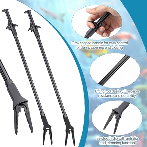 2 Pcs Plastic Aquarium Tongs Long Multi Purpose Trimming Feeding Aquarium Tools for Fresh Water Saltwater Fish Tanks Coral Plant (20 Inch) - size: 20 Inch