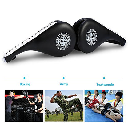 Taekwondo Kick Pad Target PU Leather Double-Sided Training Pad 15.4x7.7in for Karate Kickboxing Martial Arts Practice with Wrist Strap