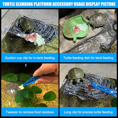Turtle Basking Platform with Suction Cups,Baby Tortoise Climbing Ramp Rock,Turtle Tank Accessories,Reptiles Resting Terrace for Bearded Dragon Aquatic Frog Hermit Crab gecoks Lizard