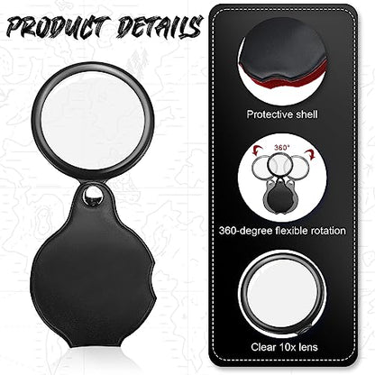 48 Pcs 10X Small Magnifying Glass Mini Pocket Magnifier with Rotating Protective Cover, Folding Magnify Glass Small Magnifying Lens for Reading, Jewelry, Hobby