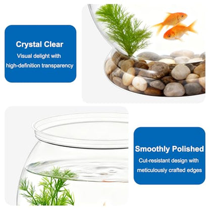 38 oz Mini Plastic Fish Bowl, Decorative Small Fishbowl, Clear Round Small Fishbowl Aquarium, Unbreakable Plastic Betta Fish Tank for Centerpiece Vases, Party Decorations and Home Decor