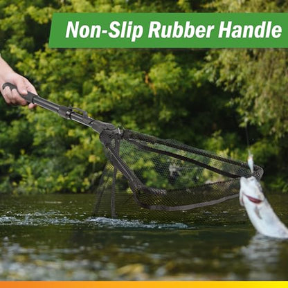 8-Inch Fishing Net - Lightweight Aluminum, Steel, and Nylon Bait Net for Catch and Release or Sport Fishing in Salt and Freshwater by Wakeman