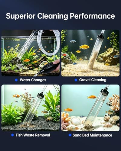 6ft Siphon Hose Fish Tank Cleaner, Aquarium Water Changer，Gravel Vacuum for Aquarium Sand & Gravel – Premium Designed for Superior Cleaning Performance, Safer Material, Battery-Free Design | Superior Cleaning Power;Safer Design – No Electricity, No Chemic