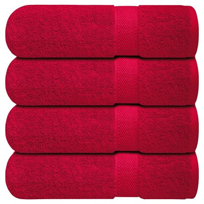 Infinitee Xclusives 100% Ring-Spun Cotton Bath Towels for Bathroom - Pack 4 - color: Burgundy, size: Bath Towels - 4 Pack