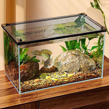 Magnetic Aquarium Cover Lid, DIY Fish Tank Lid Anti-Jumping Net Cover Mesh Terrarium Lid Aquarium Hood, Adjustable Size ＆ Washable(150x65cm)