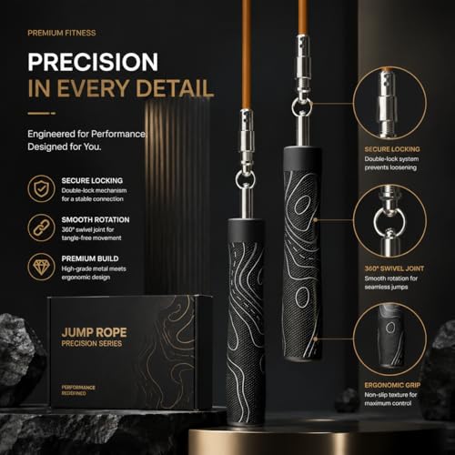 Weighted Jump Rope for Men Women -Interchangeable 1/5lb 1/4lb 1/2lb Heavy jump ropes - 360 Degree Spin - Length Adjustable,Ergonomics Leather Grip Skipping Rope for Fitness Weight Loss & More - color: T64 Earth