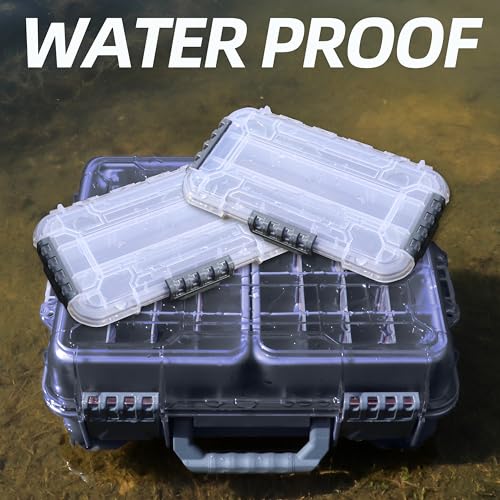 RUNCL Universal Fishing Tackle Box with Two Small Tackle Tray, Removal Inside Design Waterproof Trunk Storage Box, Thicker Floating Airtight Stowaway, Xmas Surprise Fishing Gifts for Men Women - color: Blue