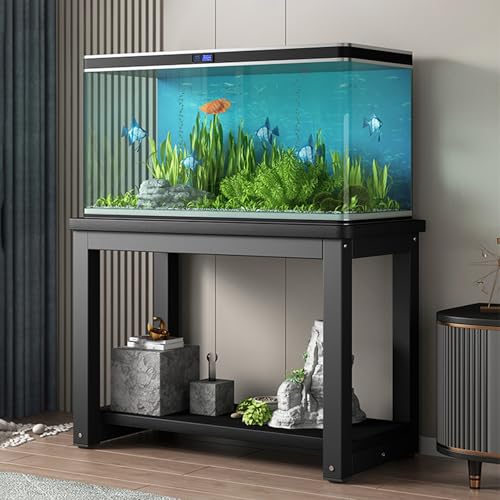 2-Tier Black Fish Stand Cabinet Display Rack - Large Reptile Terrarium Table & Kitchen Storage Shelf, Ideal Home Organizer for Aquariums, Terrariums, and Pet Accessories - color: D, size: 90x40cm(35 3/8"x15 3/4")