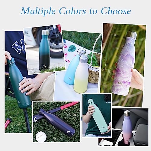 Konokyo 17 oz Insulated Stainless Steel Water Bottle, Midnight Black - color: Midnight Black, size: 17 Ounces