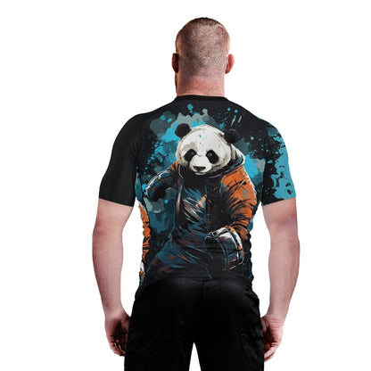 Panda Fighter Men's Short Sleeve Compression Rash Guard MMA Jiu Jitsu BJJ Grappling Base Layer Combat Shirt - color: V3, size: X-Small