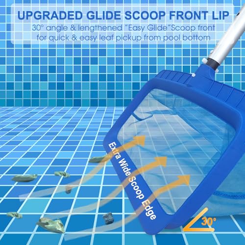 Professional Pool Net, Upgraded Self-Repair Heavy Duty Nylon Mesh, Pool Skimmer Net with Extra Wide Scoop Edge, Pool Nets for Cleaning Leaves, Debris(No Pole)
