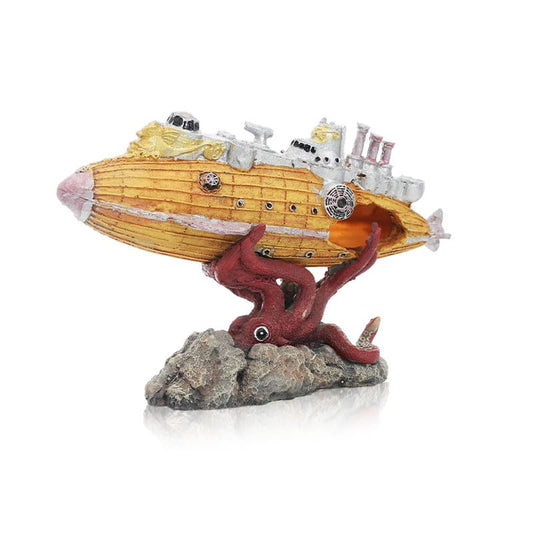 7.9 inch Kraken Submarine Shipwreck Decor for Aquarium – Realistic Resin Sunken Ornament with Fish Hideouts, Fish Tank Accessories, for 20+ Gallon Tanks (Kraken Attack)