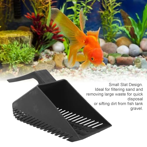 Fish Tankes Sand Shovel, Aquarium Gravel Sand Shovel, Strong Construction Clean Pan Scoop Shovel Plastic Gravel Strainer Shovel Clean Tool Black