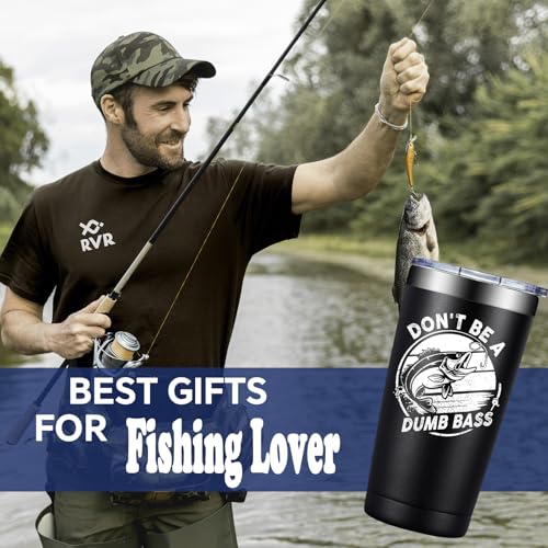 Grifarny Fishing Gifts for Men - Fathers Day Gift for Fisherman - Fishing Gifts for Husband, Dad, Boys, Grandpa - Fish Tumbler Cup 20 Oz - color: Fishing Gifts Black