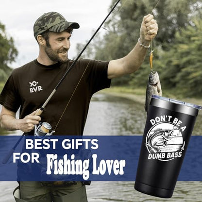 Grifarny Fishing Gifts for Men - Fathers Day Gift for Fisherman - Fishing Gifts for Husband, Dad, Boys, Grandpa - Fish Tumbler Cup 20 Oz - color: Fishing Gifts Black