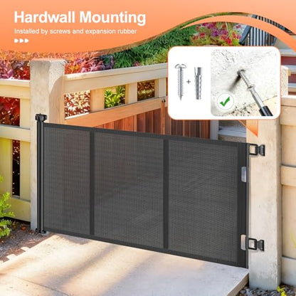 EZIGO Retractable Baby Gates Replacement Parts, Full Set Wall Mounting Accessories Including Brackets, Latches, Screws for 100/120 inch Extra Wide Baby Gate Mesh Gate Retractable Dog Gate, Black