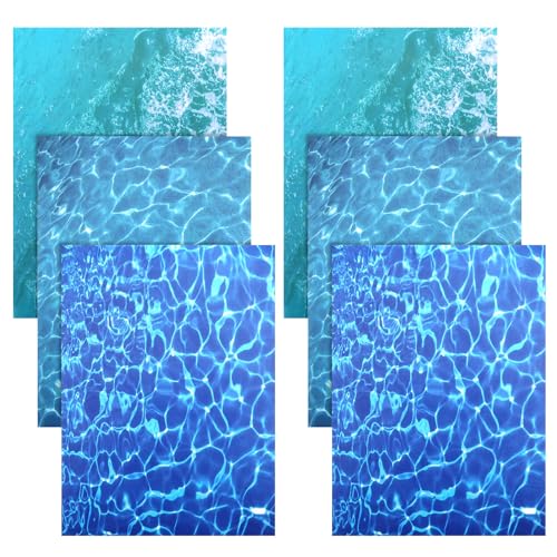 6 Pack Water Decal Paper Fake Water Diorama Supplies Artificial Ripple Waters Effect Sheets Paper Self Adhesive Coated Papers Pearlescent Stream Sheet for Miniature Lake River Village Model Diorama