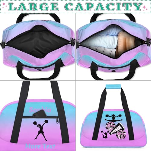 Personalized Cheer Bag Girl Sport Duffel Bag, Custom Kids Gym Bag, Customize Travel Duffle Bag with Name, Overnight Weekender Bags, Pink Cheer, Cheerleading Gifts - color: Color 4, style: Cheer