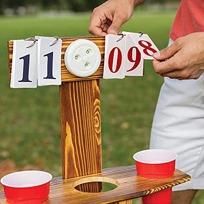 Wild Sports Outdoor Scoreboard Keeper with Drink Holders and LED Lights - Perfect Accessory for Backyard Cornhole and Yard Games Medium