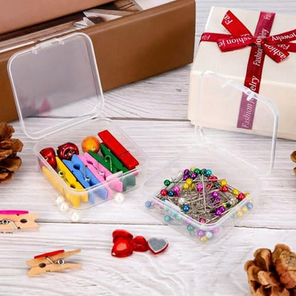 SATINIOR 24 Packs Small Clear Plastic Beads Storage Containers Box with Hinged Lid for Storage of Small Items, Crafts, Jewelry, Hardware(2.9 x 2.9 x 1 Inches) - size: 2.9 x 2.9 x 1 in
