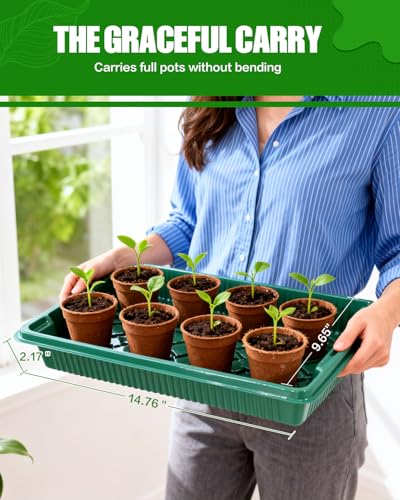 10 Packs Seed Starter Trays (No Drain Holes), 14.8"x9.6" Thicken Reusable Plant Grow Trays, Ideal for Seed Starting, Growing Microgreens, Indoor Gardening, 2.2" Deep