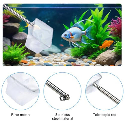 Extendable Fish Handling Tool with Ergonomic Grip Stable Construction Fishing Net for Aquariums and Fishtanks Fishtanks Net - color: Circular, size: Large