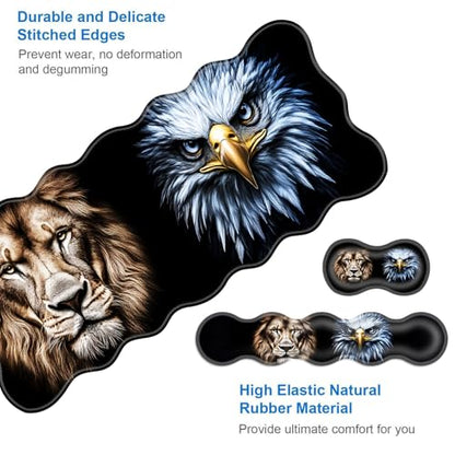 Large Gaming Mouse Pad, Keyboard Wrist Rest Pad & Wrist Support Mousepad Set, Stitched Edge, Extended, Non-Slip Base, Memory Foam Desk Mat for Office, Home,Lion and Eagle Face Art - color: Lion and Eagle Face Art