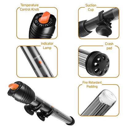 Submersible Aquarium Heater, Adjustable Fish Tahk Heater with Free Thermometer Suitable for Marine Saltwater and Freshwater - size: C100