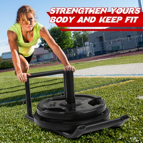 GADFISH Workout Fitness Sled, Weighted Sleds Push Gym Equipment for Adults & Kids, Compatible with 1" & 2" Weight Plates, Multi-Purpose Sled for Outdoor or Home Fitness Training - size: Medium-Sized