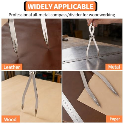 Radius Divider Tool 12 Inch, Fast Adjusting Scriber for Sheet Metal Fabrication & Layout Work, Resharpenable Replaceable Points, Metalworking Woodworking Insulation Tool, Draws Circles Up to 32 Inches