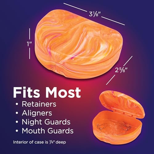 Practicon Marble Retainer Cases, Orthodontic Aligner Case, Mouth Guard Holder (3 Pack) (Sunset) - color: Sunset