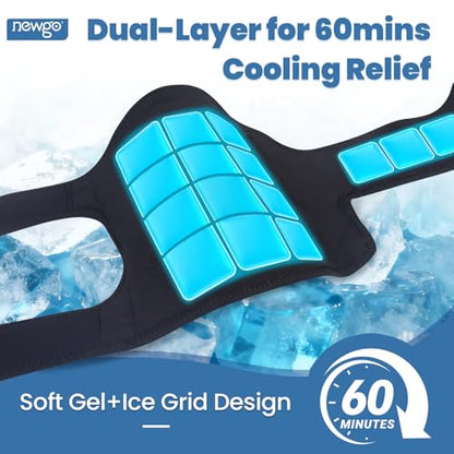 NEWGO 360° Knee Ice Wrap, 60-Min Cold Therapy with Ice Grid - style: Navy-1 Pack