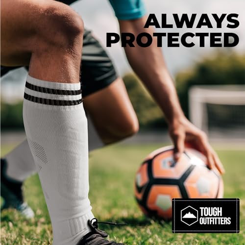 Tough Outdoors Padded Shin Guard Sleeves - Thick Long-Lasting EVA Foam Padding - Comfortable and Breathable Protection - Adults Youth & Kids for Soccer and Other Contact Sports - size: Large