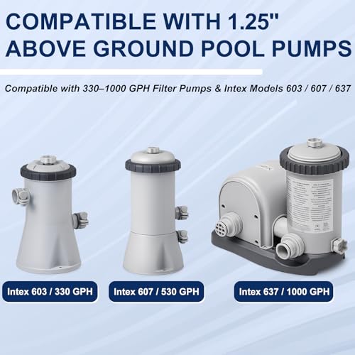 Pool Pump Replacement Hose 1.25 x 59 Inch Compatible with Filter Pump 607 637 Above Ground Pools Include 6 Hose Clamps (3 set) - size: 1.25 x 59 Inch Pool Pump Replacement Hose